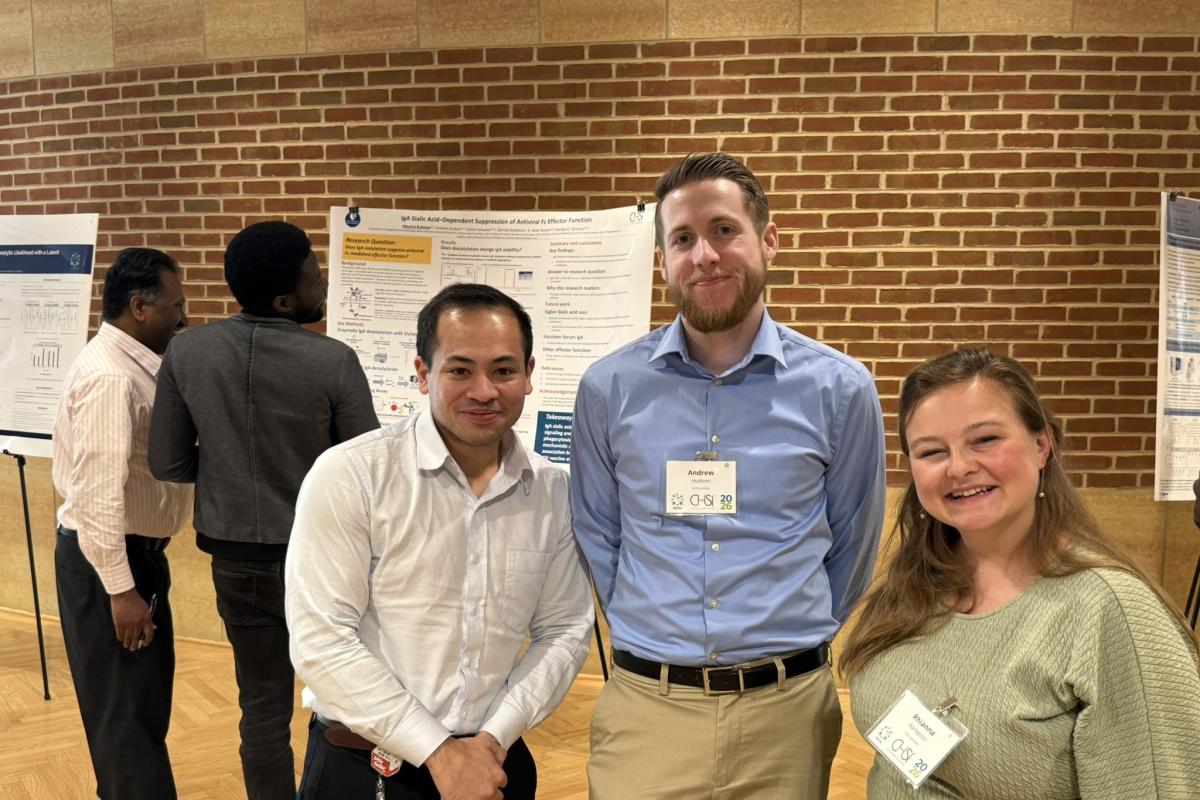 Michael Verdolin, Andrew Hudson and Rhianna Hampton attend the poster session. Hudson presented a poster. 
